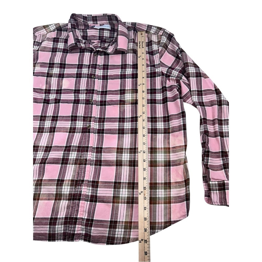 Custom Made Betty Boop Bleached Pink Plaid Flannel Shirt XXL Graphic Back Y2K - Picture 4 of 9